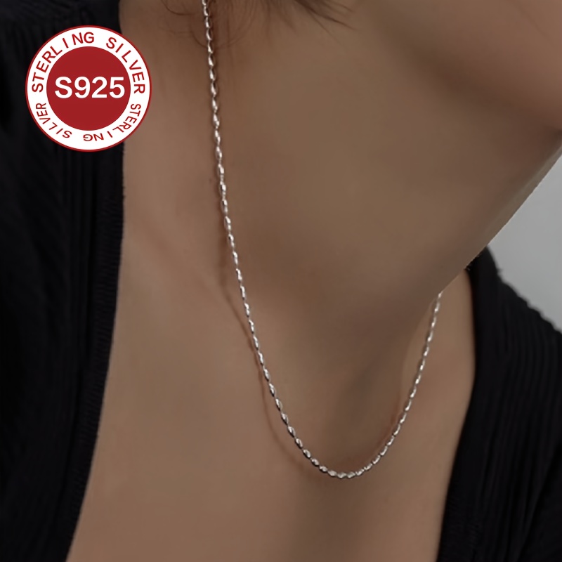 Women's 925 Hypoallergenic Rice Grain Olive Pearl Necklace — Minimalist Layered Style